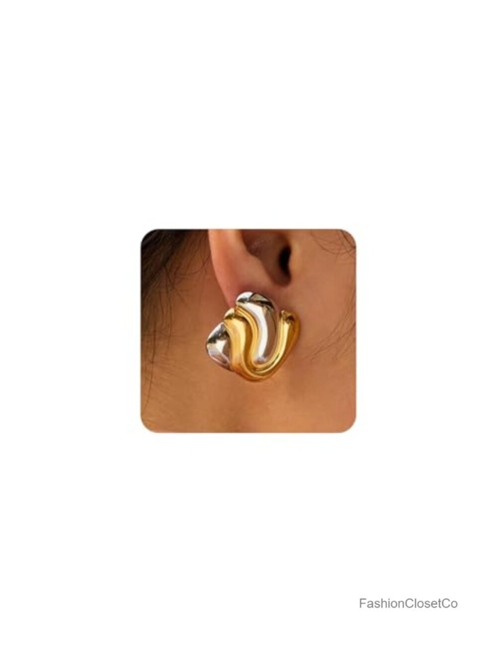 Stainless Steel Two Tone Gold Star Statement Dangle Earrings for Women